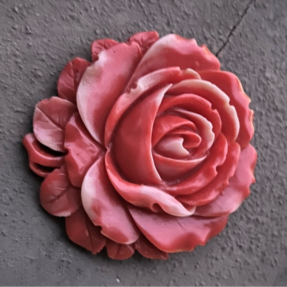 Vintage Red Rose Brooch
